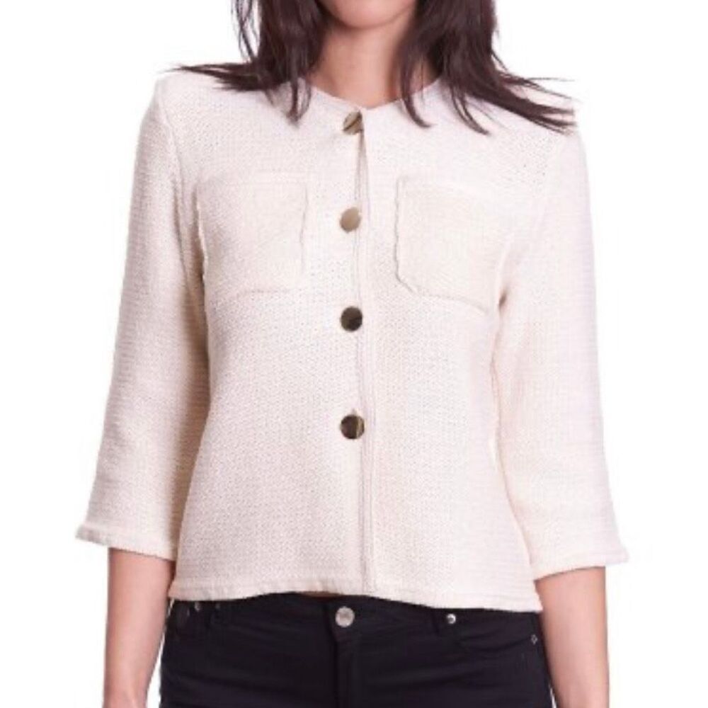 Maria Bellentani ladylike gold button cardigan sweater small